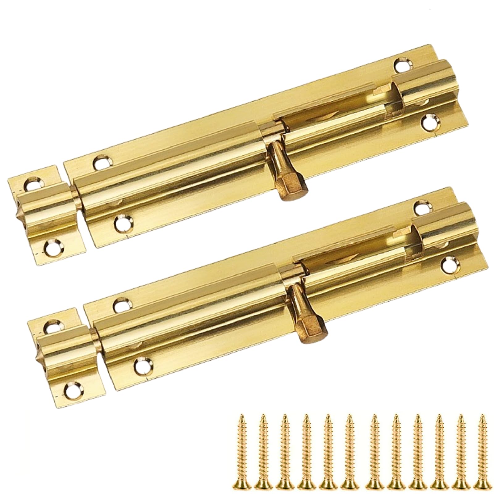 Door Bolts for Internal Doors, 2 Pack Brass Internal Door Latch & Security Slide Lock