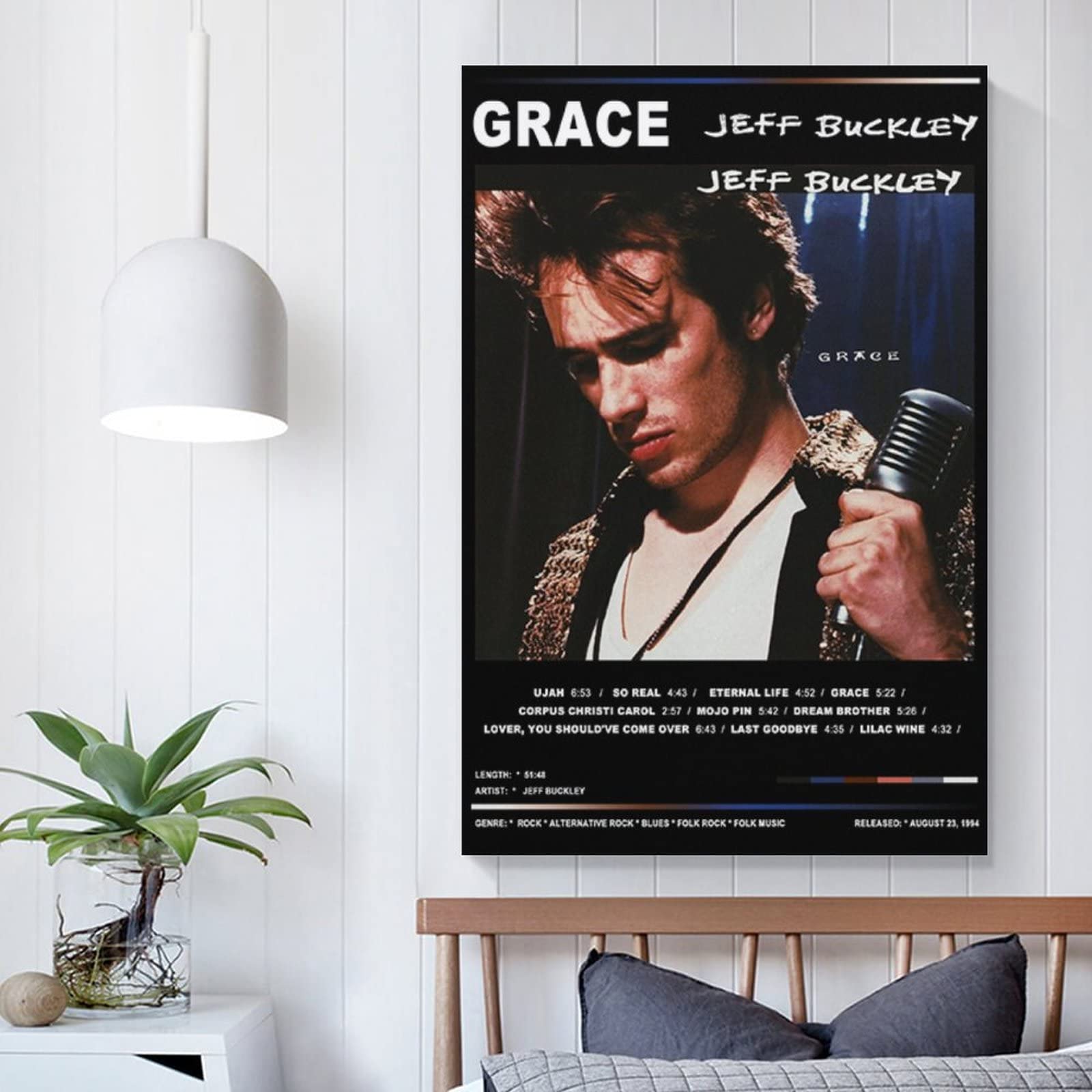 Amazon.com: Jeff Buckley 海報格雷斯90 年代鼓舞人心的音樂歌曲封面海報(2) 帆布海報牆壁裝飾藝術繪畫客廳臥室裝飾禮物無框風格-  112 x 18 英吋(30