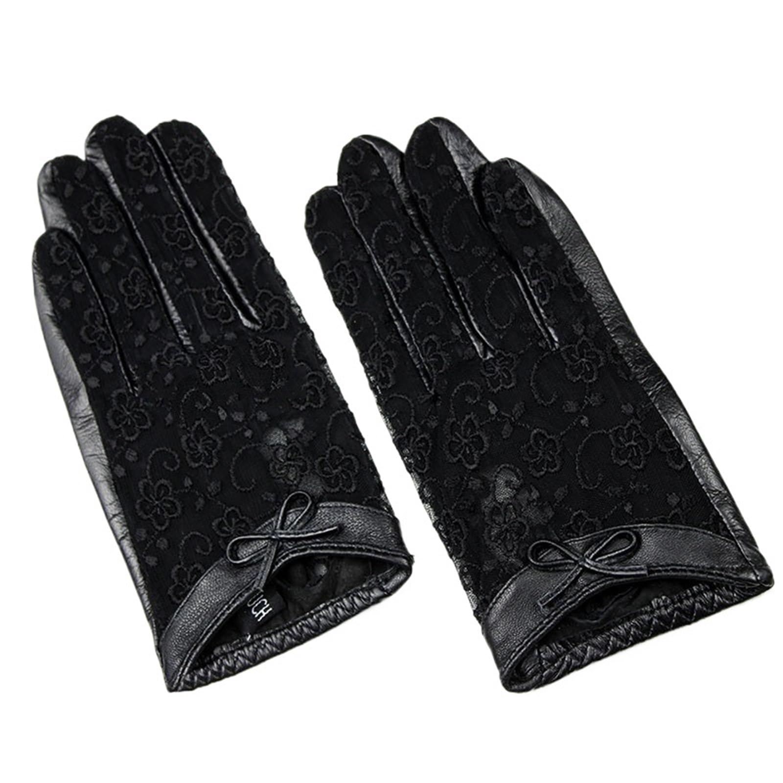 Guantes De Encaje para Mujer Guantes de Piel de Oveja for Mujer, de Moda, con Encaje, Finos, sin Forro, for Primavera y Verano, Guantes de Cuero for Conductor para DecoracióN(8)