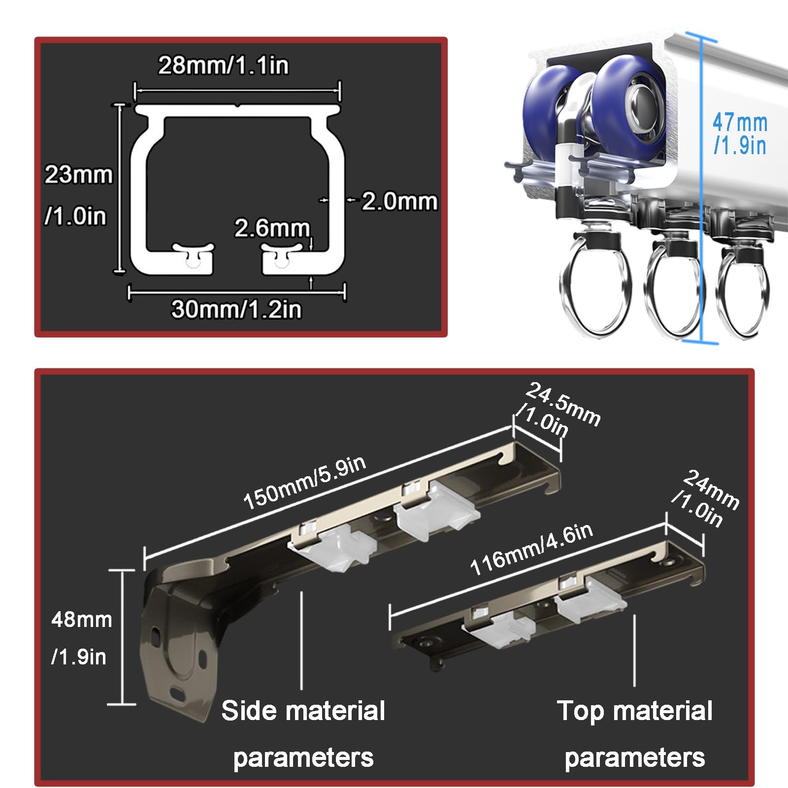 Wytrzymała aluminiowa szyna Curt Track 2-warstwowy uchwyt sufitowy zawiera elementy mocujące regulowane do przesuwnych kurtek i prysznica, długość 50-800 cm i łatwy w instalacji