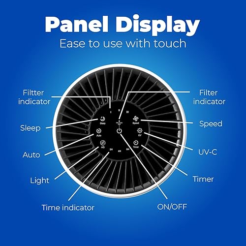 Miniatura 6 de Purificador de aire, purificador de aire que elimina el polvo, filtro HEPA con tecnología UV-C, filtro de aire de alta densidad para oficina, sala