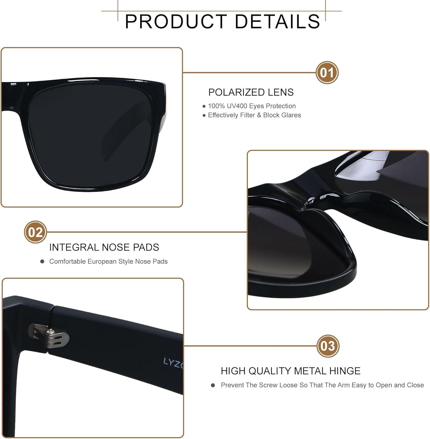 LYZOIT Extra Large Sunglasses for Big Wide Heads Mens Polarized XL Oversized Square Sun Glasses - Image 4