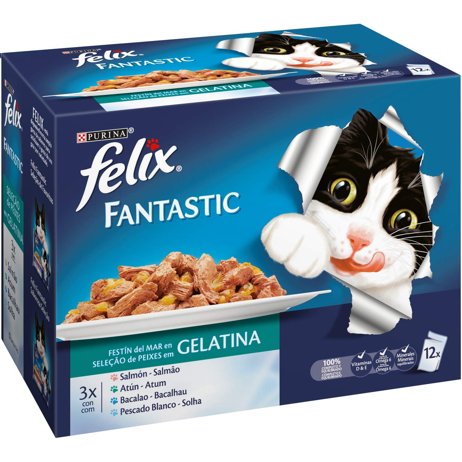 Felix - Fantastic Gelatina de Festín del Mar - Paquete de 12 x 85 g - Total: 1.02 kg