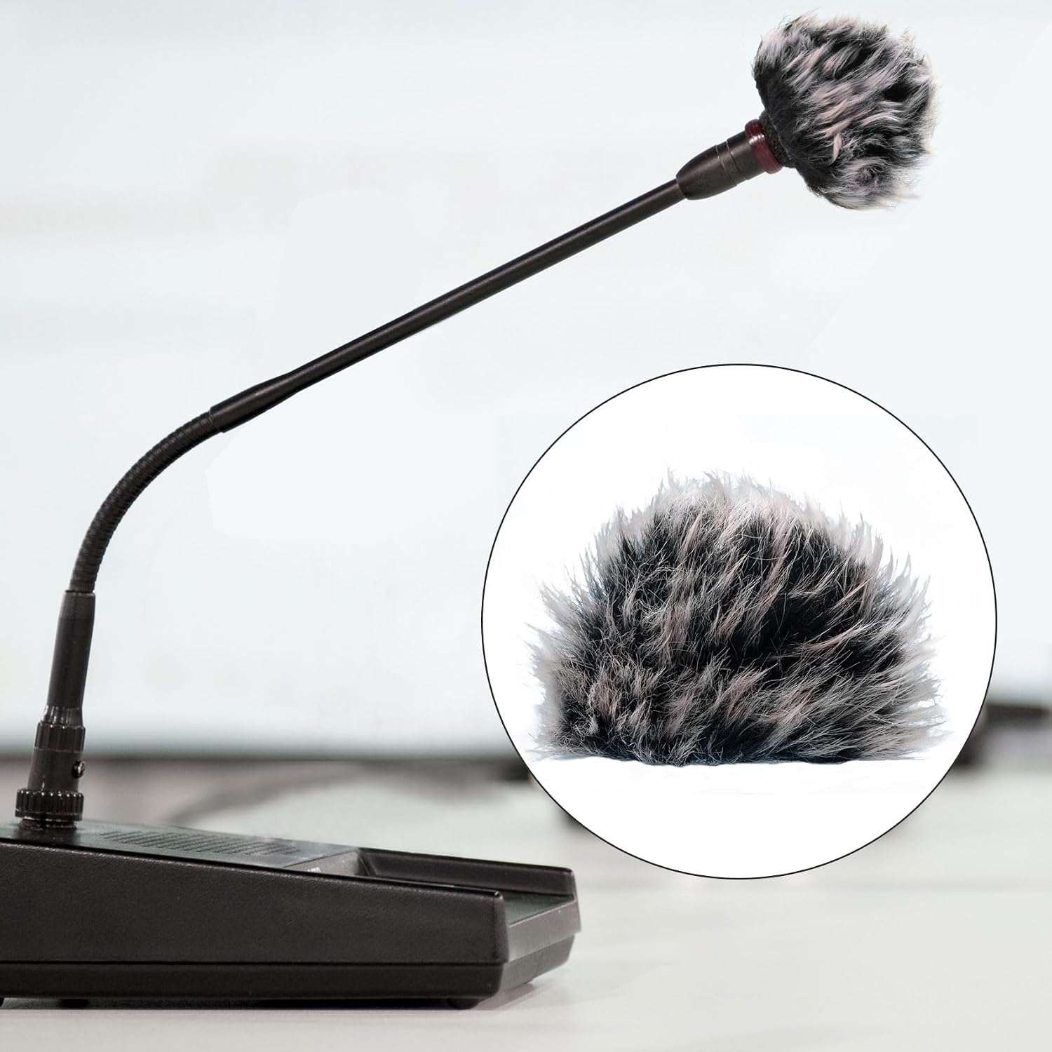 PAGOW 4Pcs Mini Foam Microphone Windscreens＆Furry Cover, Mic Headset Cover image 5