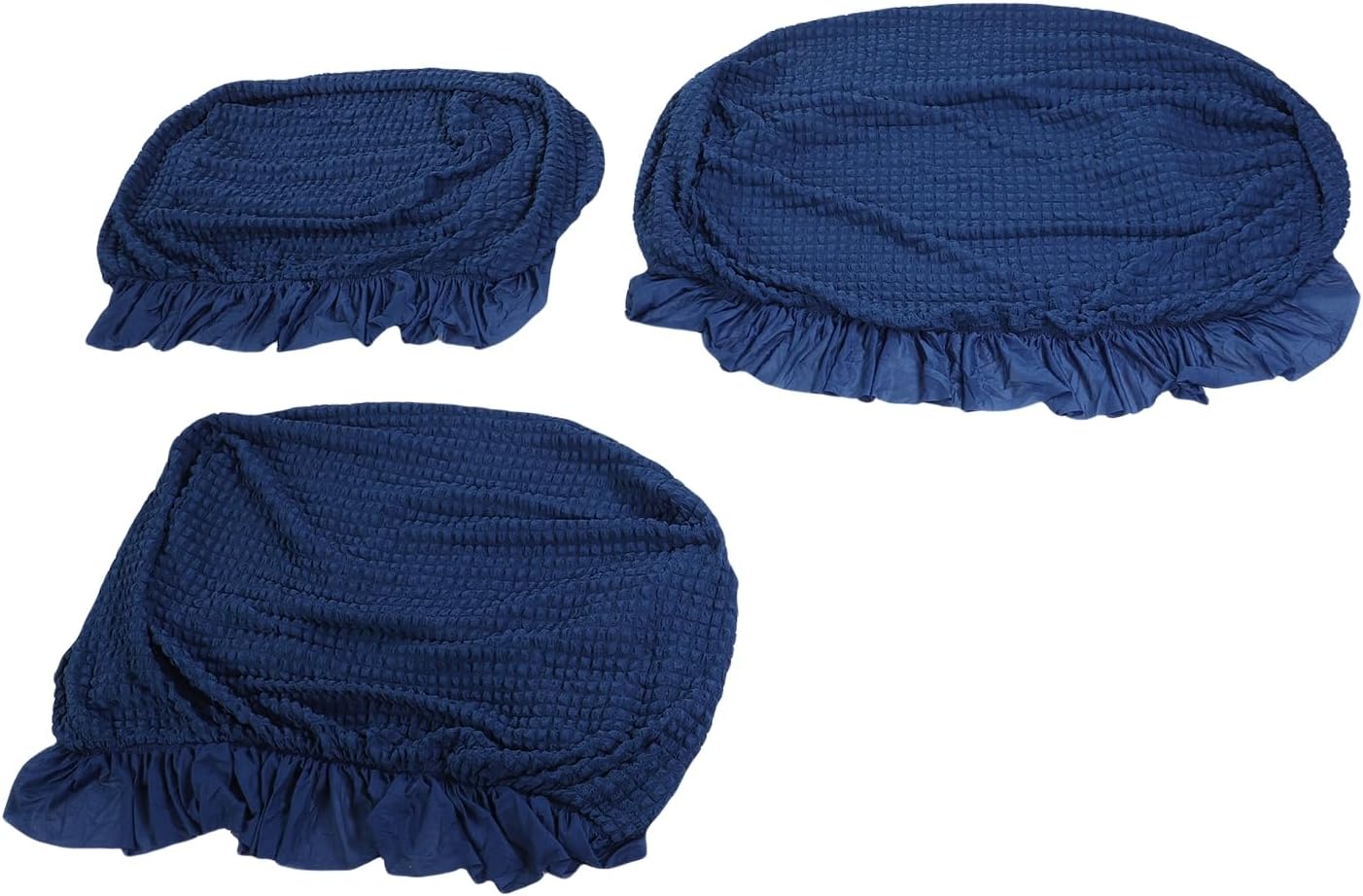Walfront Stretch Sofa Slipcover 3PCS Set, Woven Corn Grain Design Elastic Couch Cover for Single Double Three Seater, Machine Washable Pet Hair Protection Living Room Decor (Navy Blue)