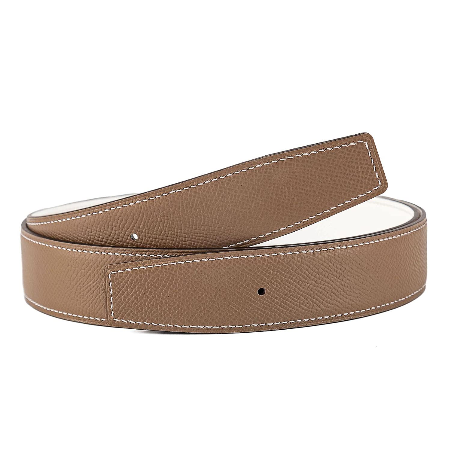 Vatee's Cinturón de repuesto reversible de piel auténtica sin hebilla de 3,8 cm/3,2 cm de ancho, H285 Khaki White, X-Small