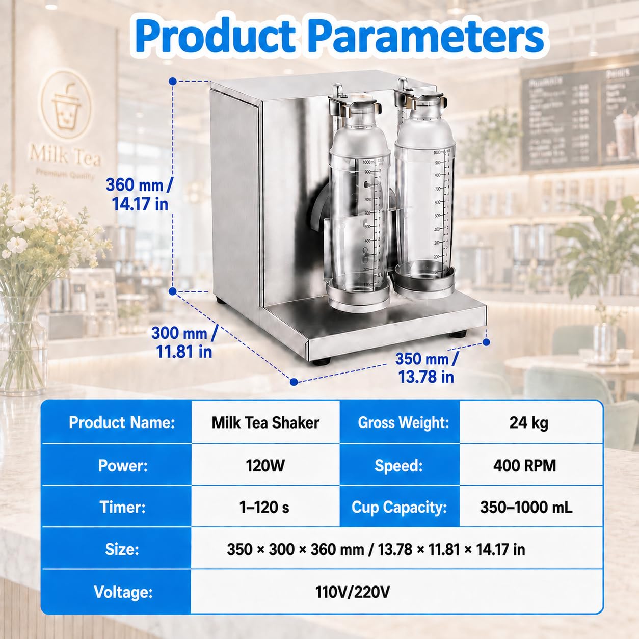 Shaker per Bubble Tea e Cocktail 400 Giri/min con Timer