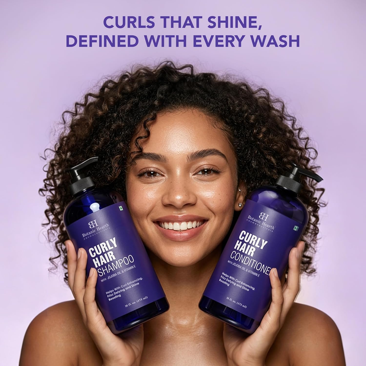Botanic Hearth Curly Hair Shampoo And Conditioner Set For Curly Hair | Detangle, Define & Enhance Curls | With Jojoba Oil & Vitamin E | Sulphate Free | 16 Fl Oz X 2