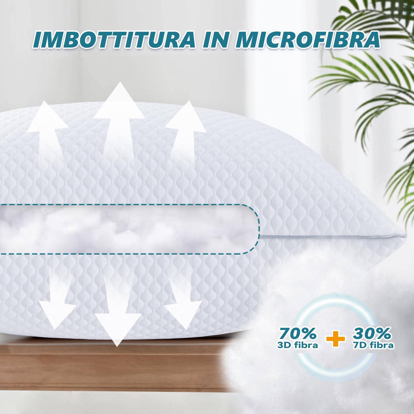 Cuscino Cervicale 40x80 Cm In Microfibra - Traspirante E Morbido Per Un Sonno Perfetto - Foto 4