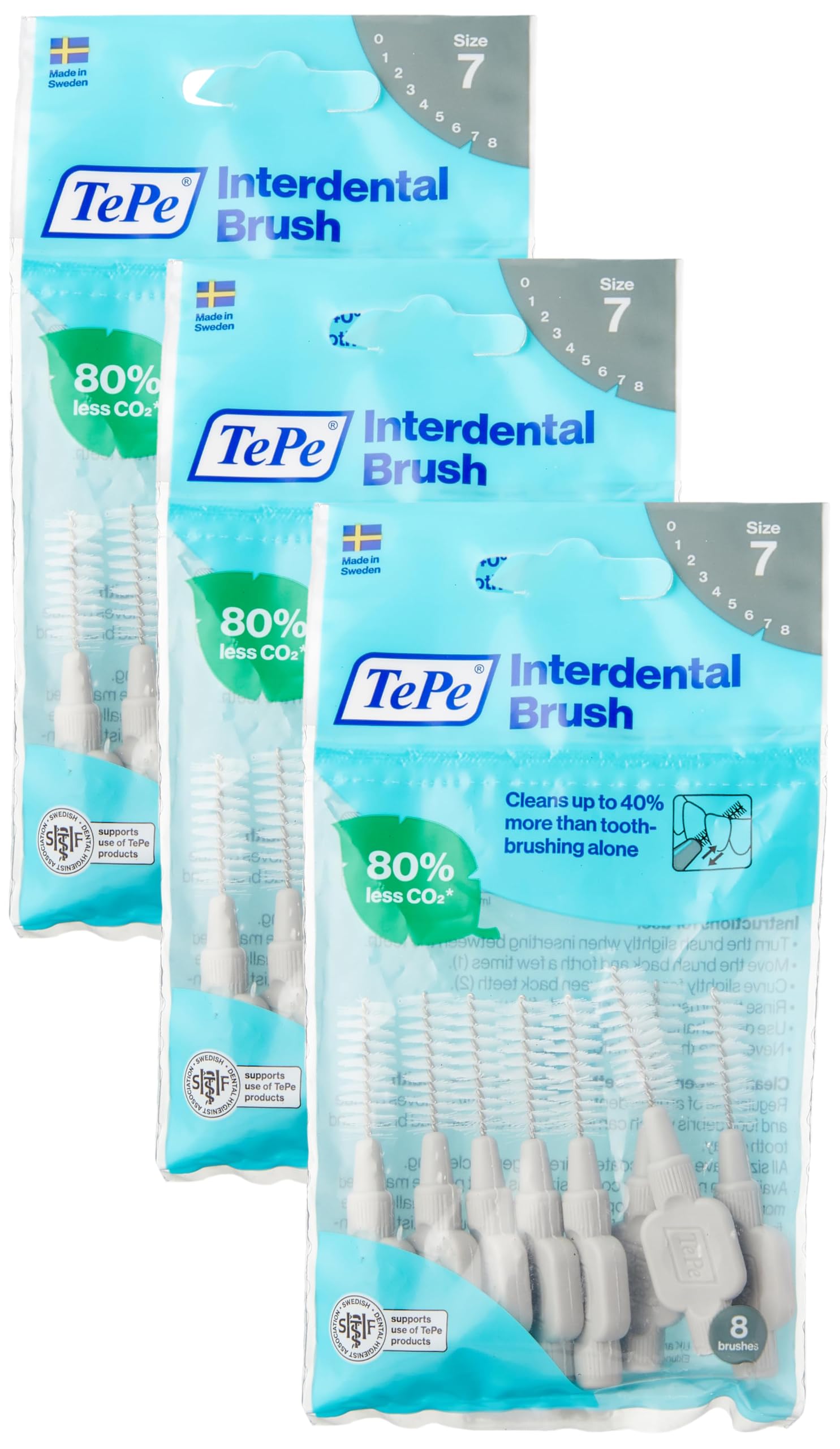 TePe Interdental Brush, Original, Yellow, 0.7mm/ISO 4, 8pcs, efficient Cleaning Between Teeth, Plaque Remover and Dental flosser for Small Gaps — view 30