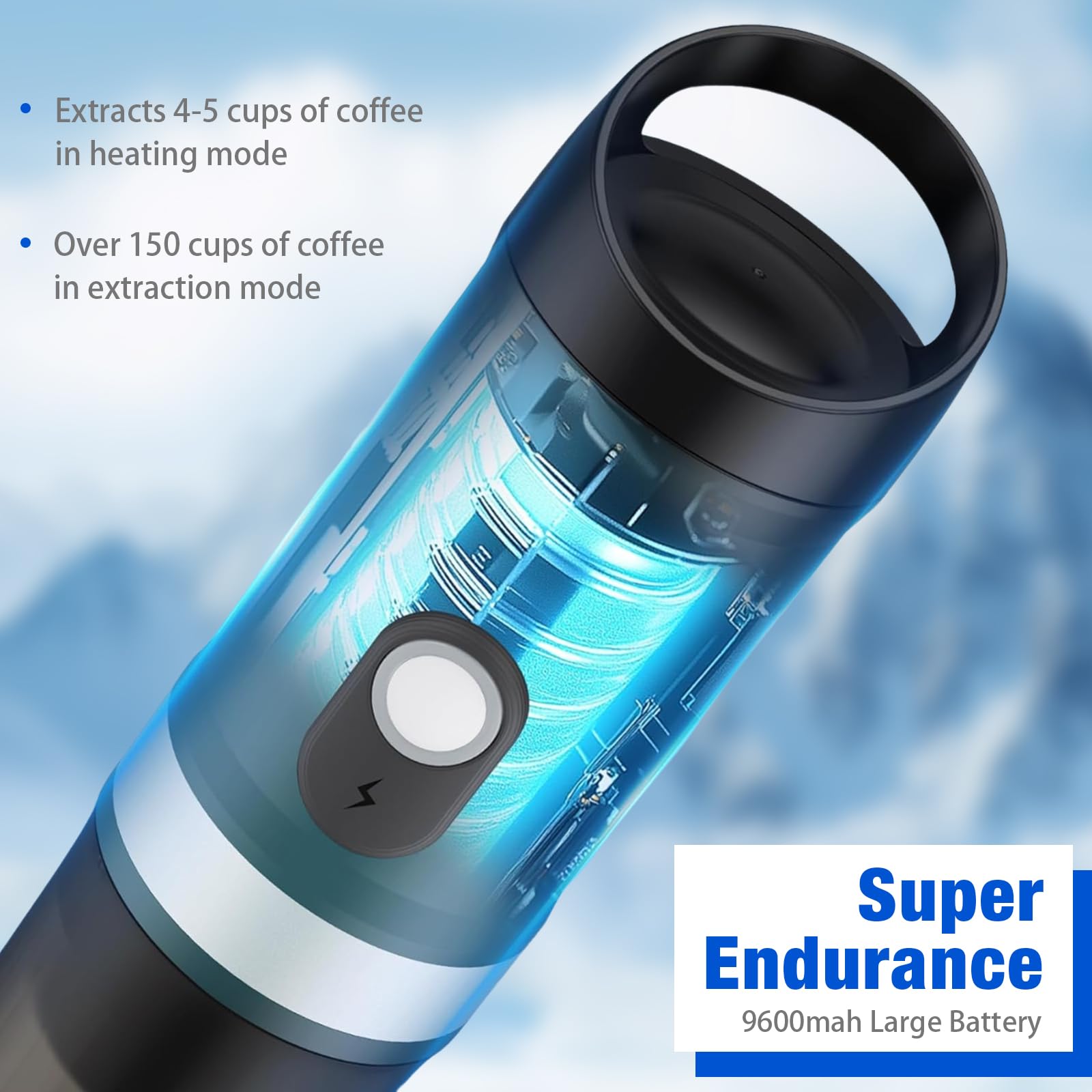 Máquina de café espresso portátil, 20 bar, cafetera eléctrica con autocalentamiento, compatible con cápsulas NS, café en polvo, 80 ml, pequeña cafetera de viaje para camping, senderismo, oficina