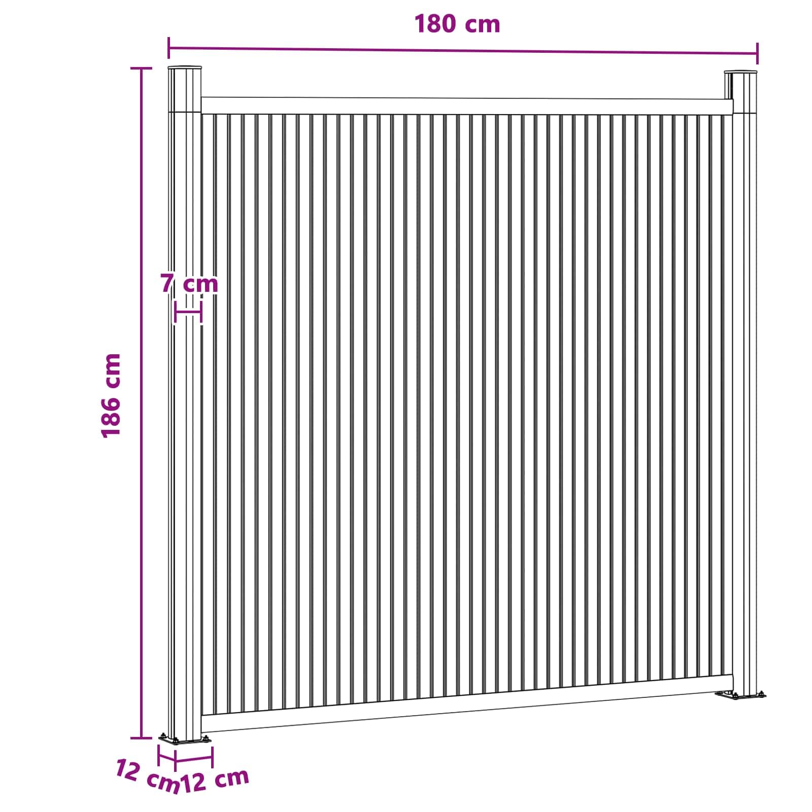 Panneau de clôture en WPC et aluminium noir pour jardin terrasse balcon clôture brise-vue rigide facile à assembler robuste et durable pour extérieur