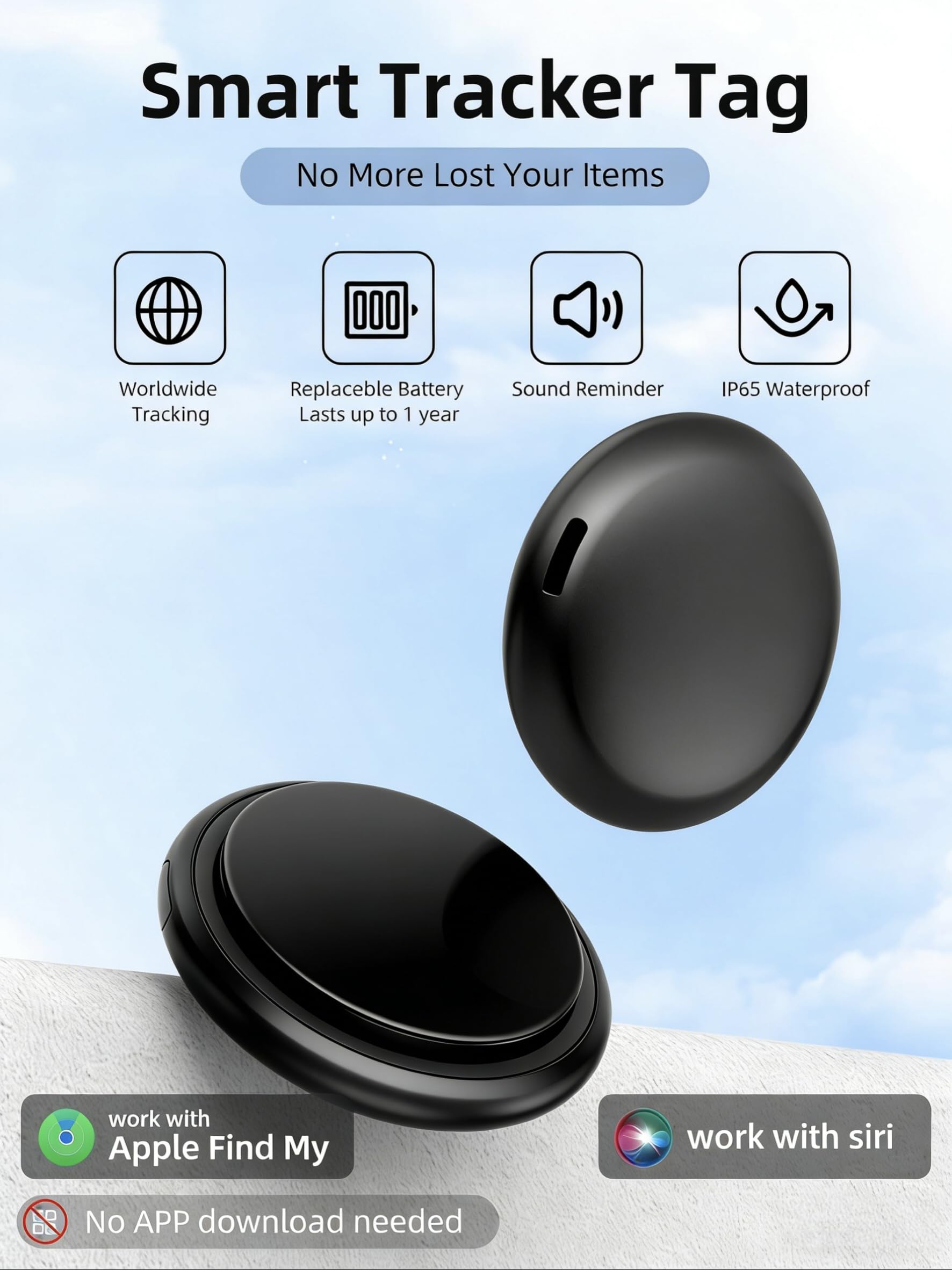 Confezione da 4 etichette per tracciamento dell'aria, Bluetooth Tracker, localizzatore di chiavi con suono, funziona con Apple Find My (solo iOS), per trovare oggetti per bagagli, portafogli, borse