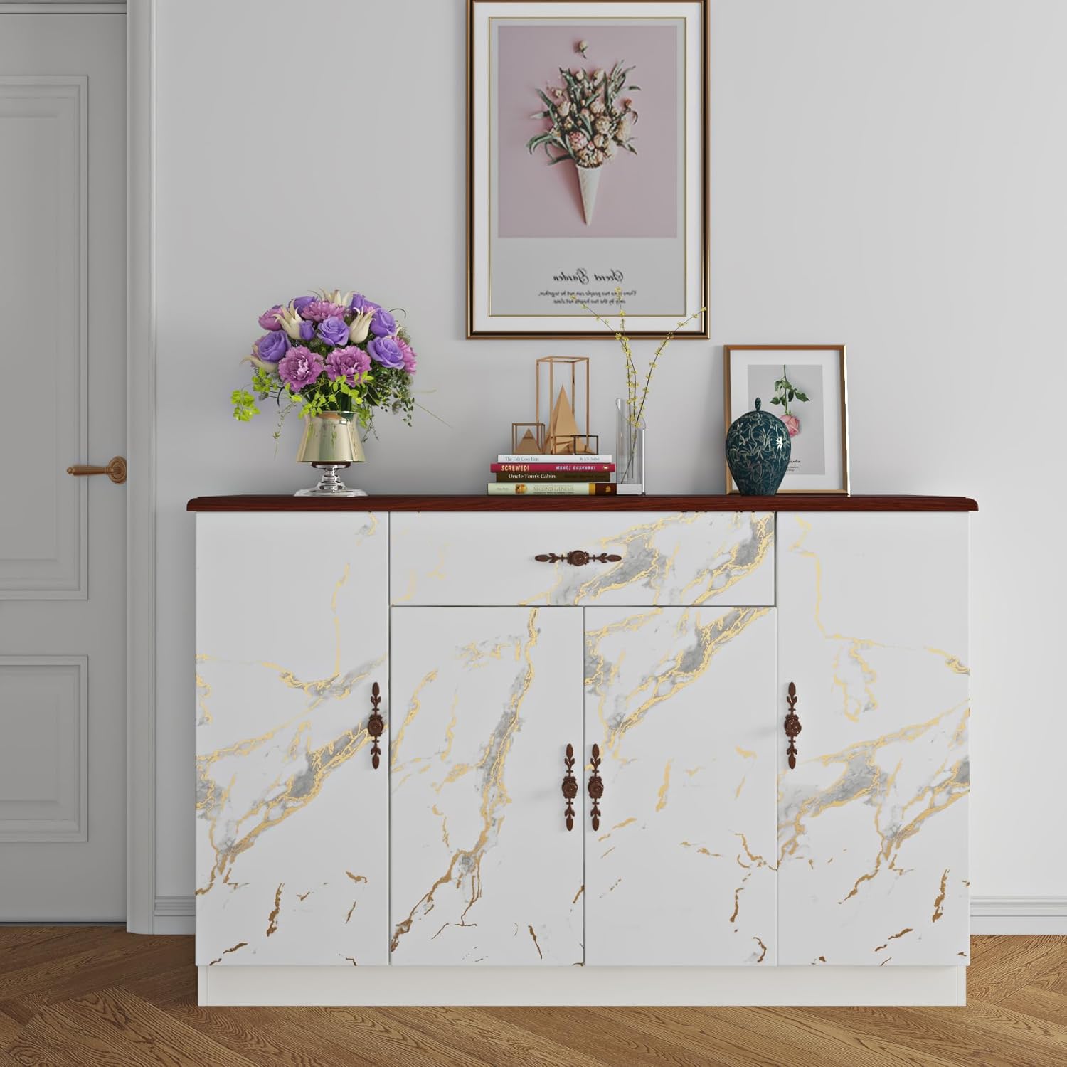 YENHOME 30"X118" White Countertop Contact Paper Peel and Stick Countertops Waterproof Matte Marble Contact Paper for Cabinets and Drawers Desk Renter Friendly Marble Wallpaper for Bedroom Bathroom