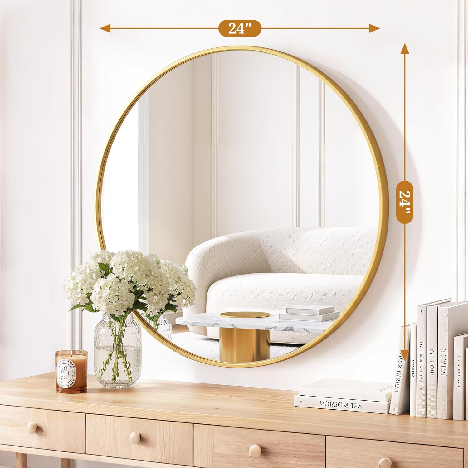 Bathroom Mirror Metal Frame Wall Mounted Vanity Mirror, Tempered Glass Anti-Rust, Modern Mirror for Bathroom Bedroom Entryway