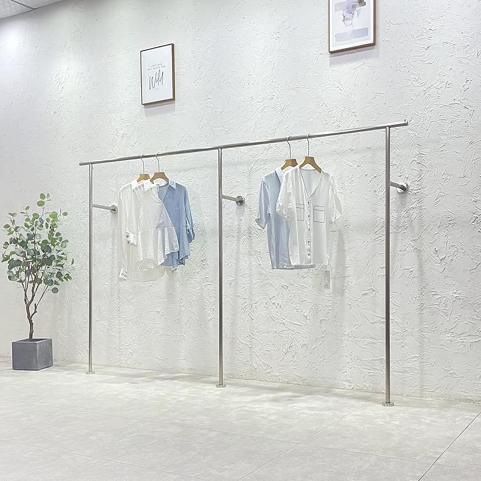 HPTHLY Clothing Store Display Rack Silver Garment Hangers For Retail Creative Clothes Shelves & Towel Hangers Commercial Apparel Showroom Fixtures,Silver-100Cm×160Cm (Silver-180Cm×160Cm)