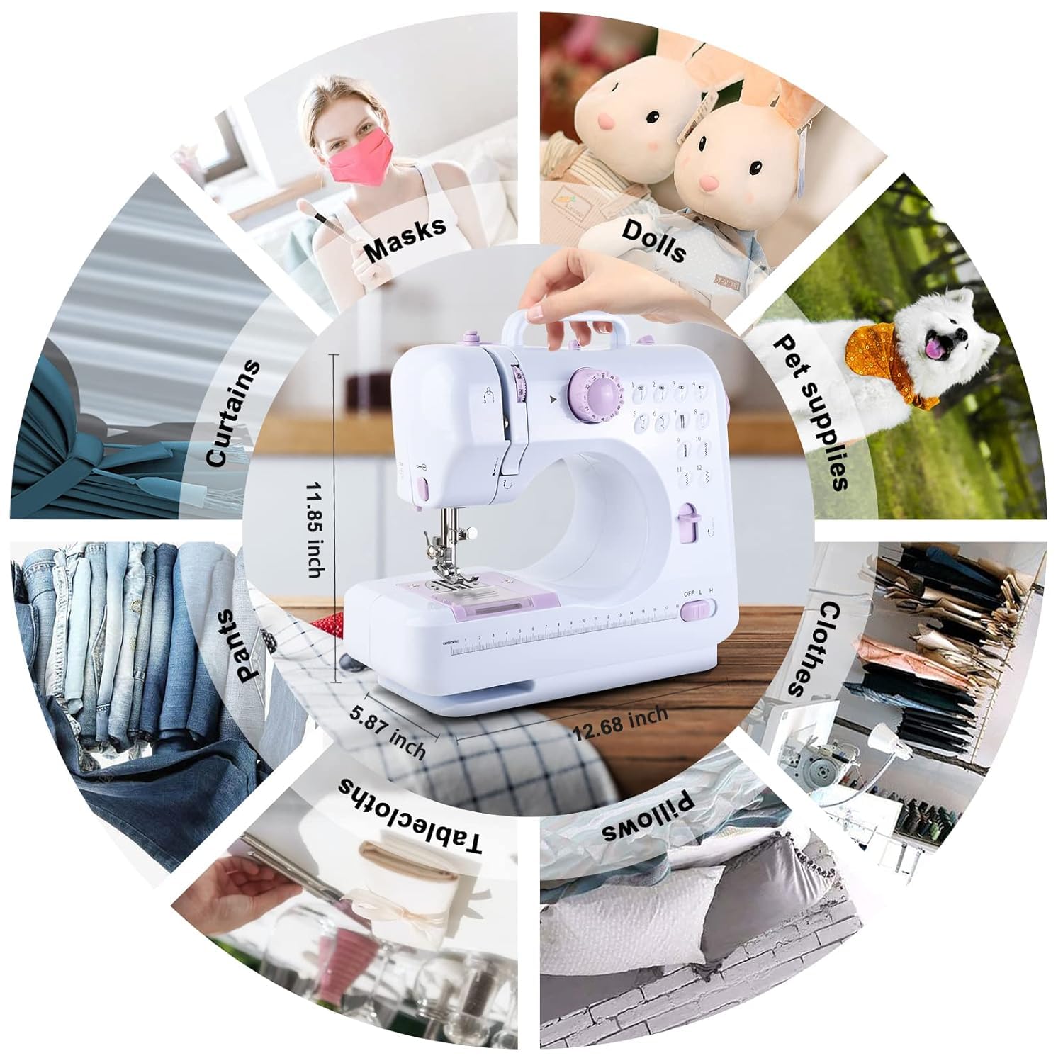 Sewing Machine for Beginners & Kids, Mini Portable Sewing Machines with 12 Built-in Stitch Patterns, 2-Speed Foot Pedal, Perfect for Teaching Daughter Granddaughter to Sew with Basic Sewing Kit (BG24) 4
