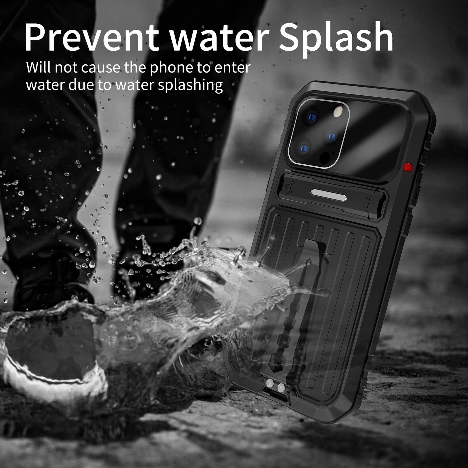 Caso para iPhone 14/14 Plus/14 Pro/14 Pro MAX, Caja de Armadura de Servicio Pesado de Grado Militar con Soporte Invisible y Protector de Pantalla, Cubierta Posterior a Prueba de Agua