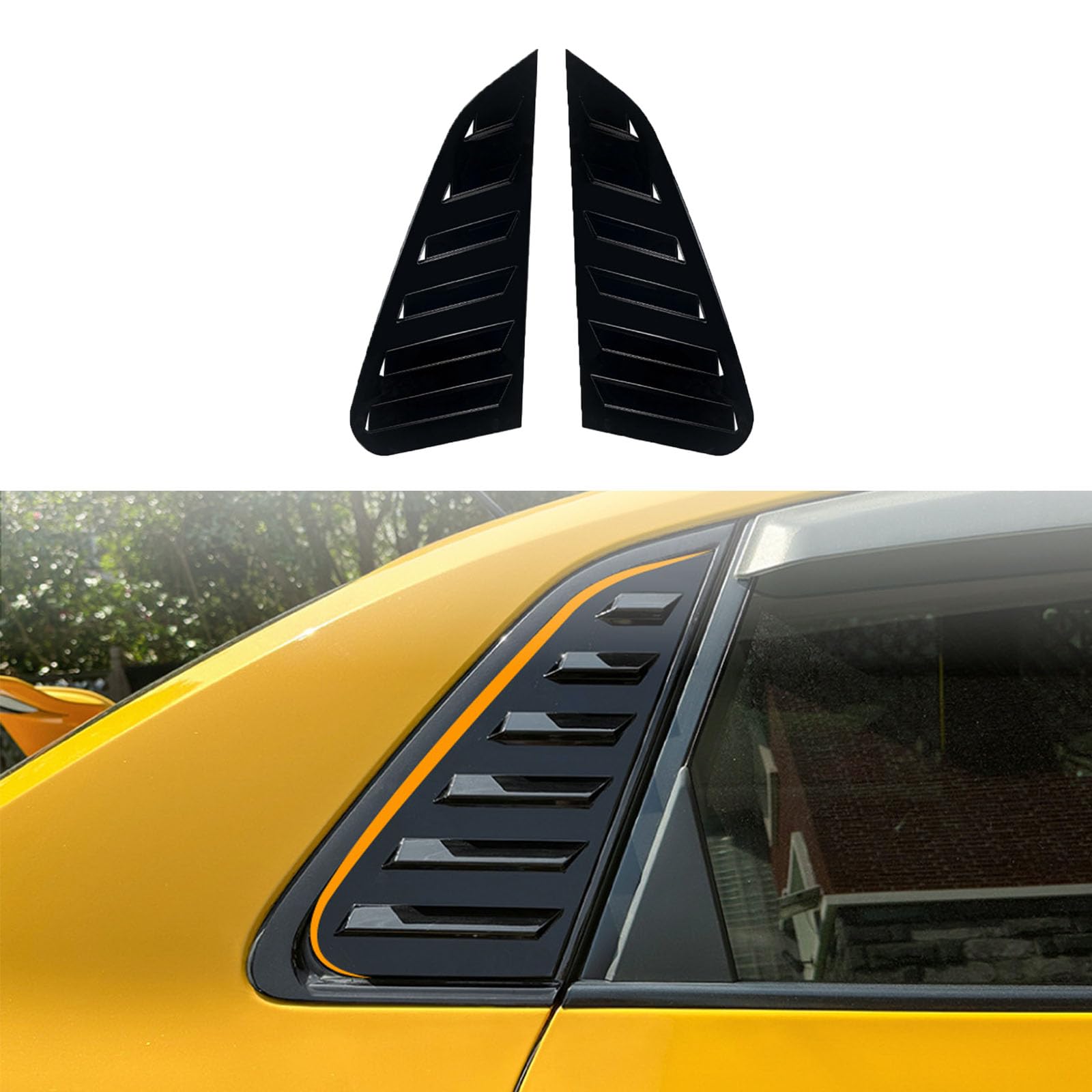 YPFYBHD Rear Window Louver Shutter, Compatible with Subaru Impreza WRX STI 2011-2014, 2Pcs Triangle Blinds, Side Vent Panel Decoration Cover,Black