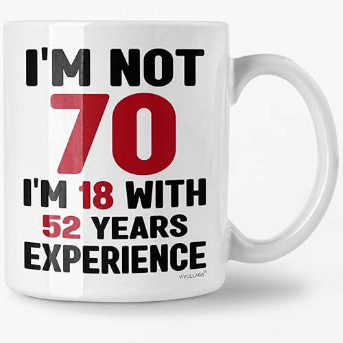 Taza de café de 70 cumpleaños de 11 onzas  Regalos de feliz 70 años para mujeres y hombres  Las mejores ideas de regalo de broma para mamá, papá,