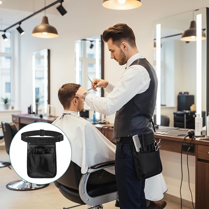 Delantal negro con bolsa y ajuste para camarera miniatura 7