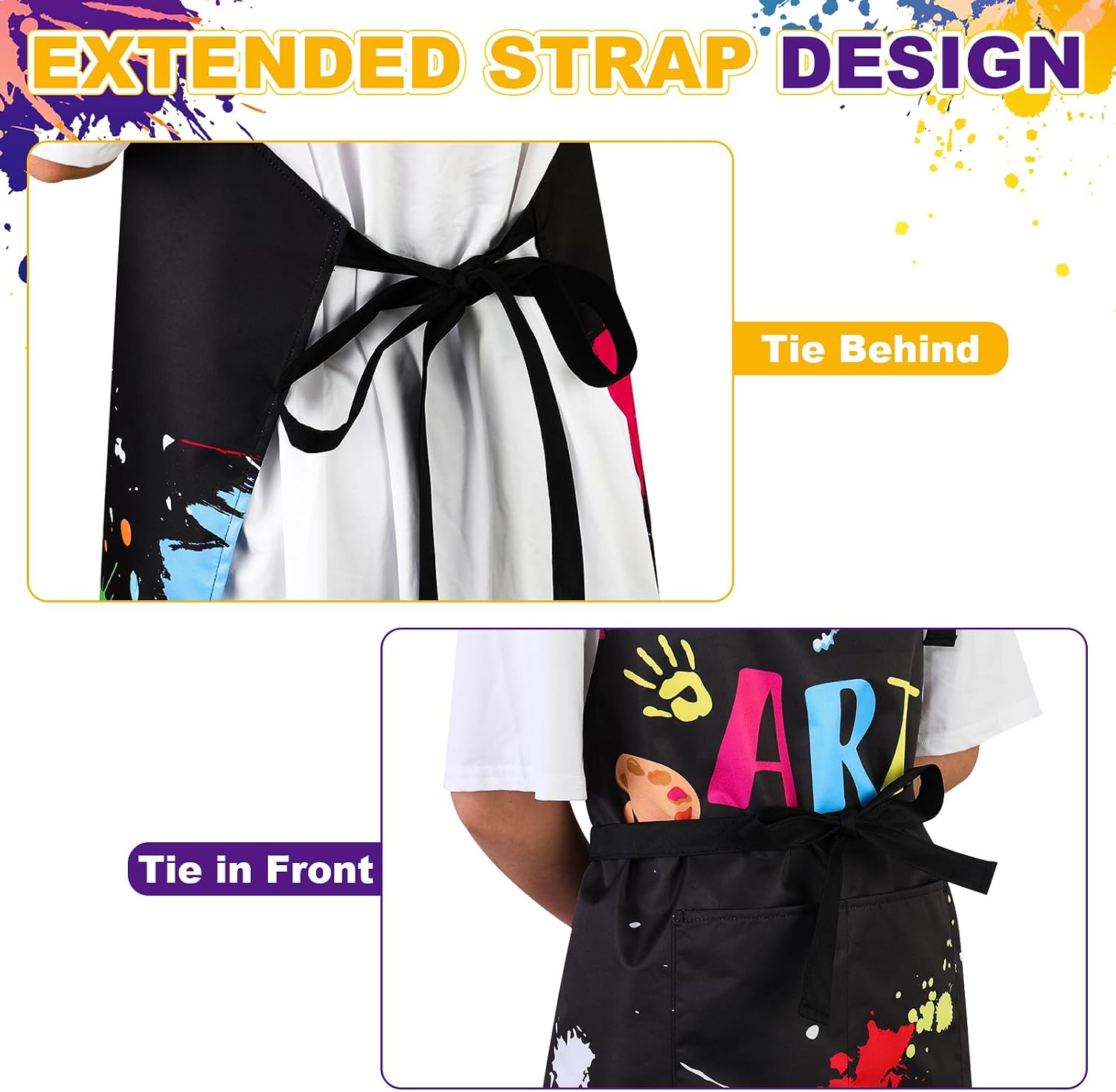 Painting Artist Apron with Pockets, Waterproof Painting Aprons for Adults, Adjustable Art Apron Bib Apron