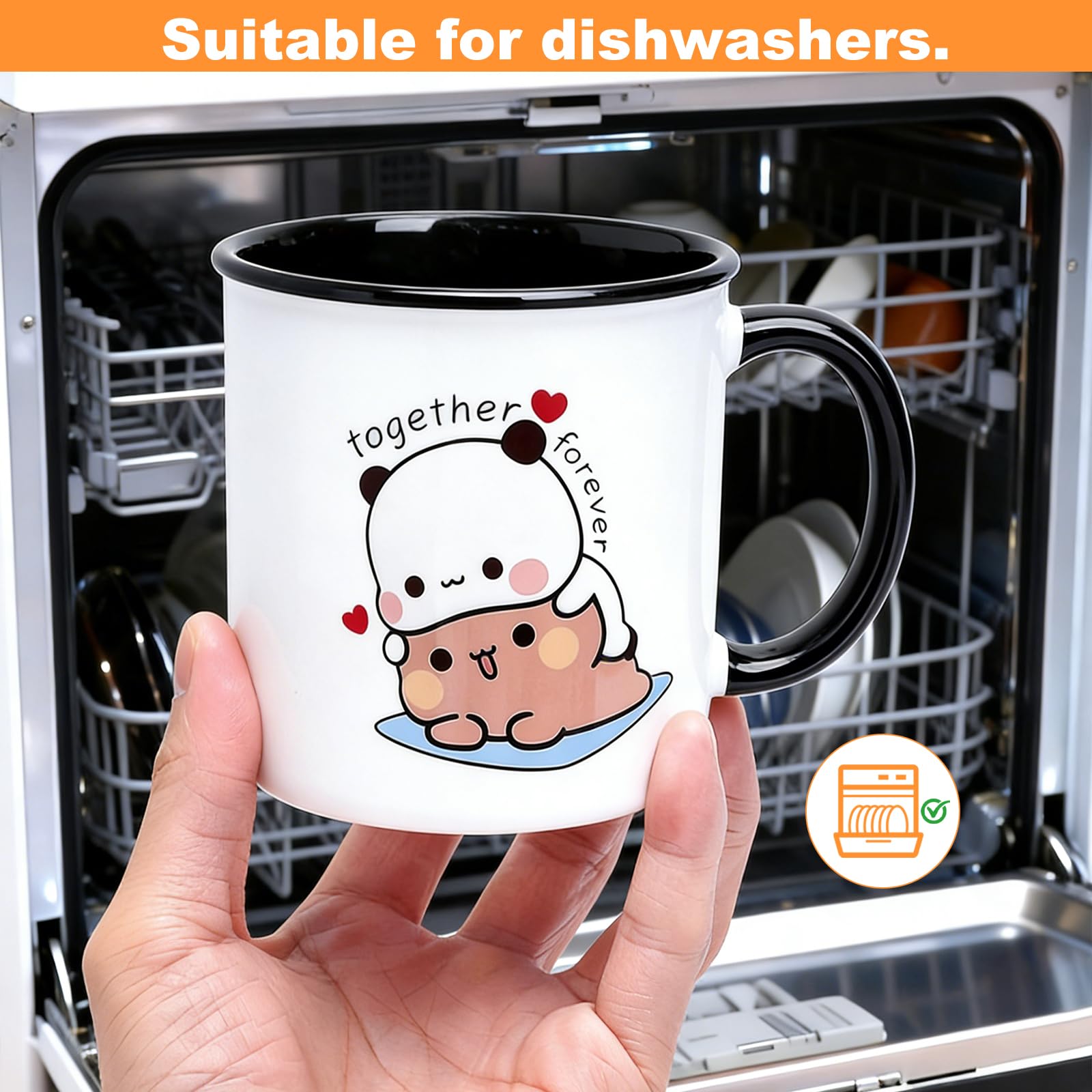 Kubek estetyczny dla Bubu Dudu 330 ml, ceramiczny kubek dla Dudu Bubu, uroczy kubek na herbatę i kawę, niedźwiedź i panda, zabawne kubki, zabawne kubki kawowe jako najlepszy prezent