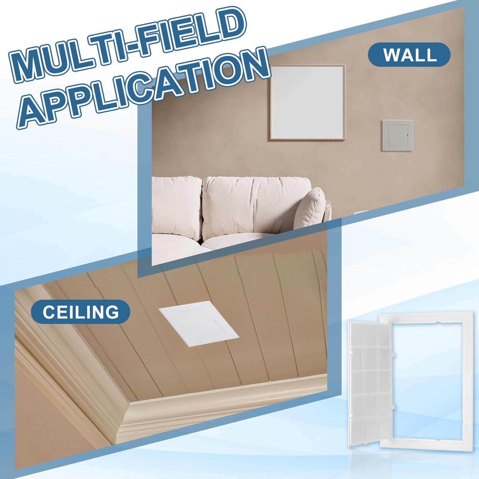 PATIKIL Panel De Acceso Para Drywall 245x345mm, Paneles De Plástico ABS Para Escotilla De Inspección Puerta De Acceso Con Cinta Adhesiva De Doble Cara Para Cubierta De Caja De Techo,Blanco