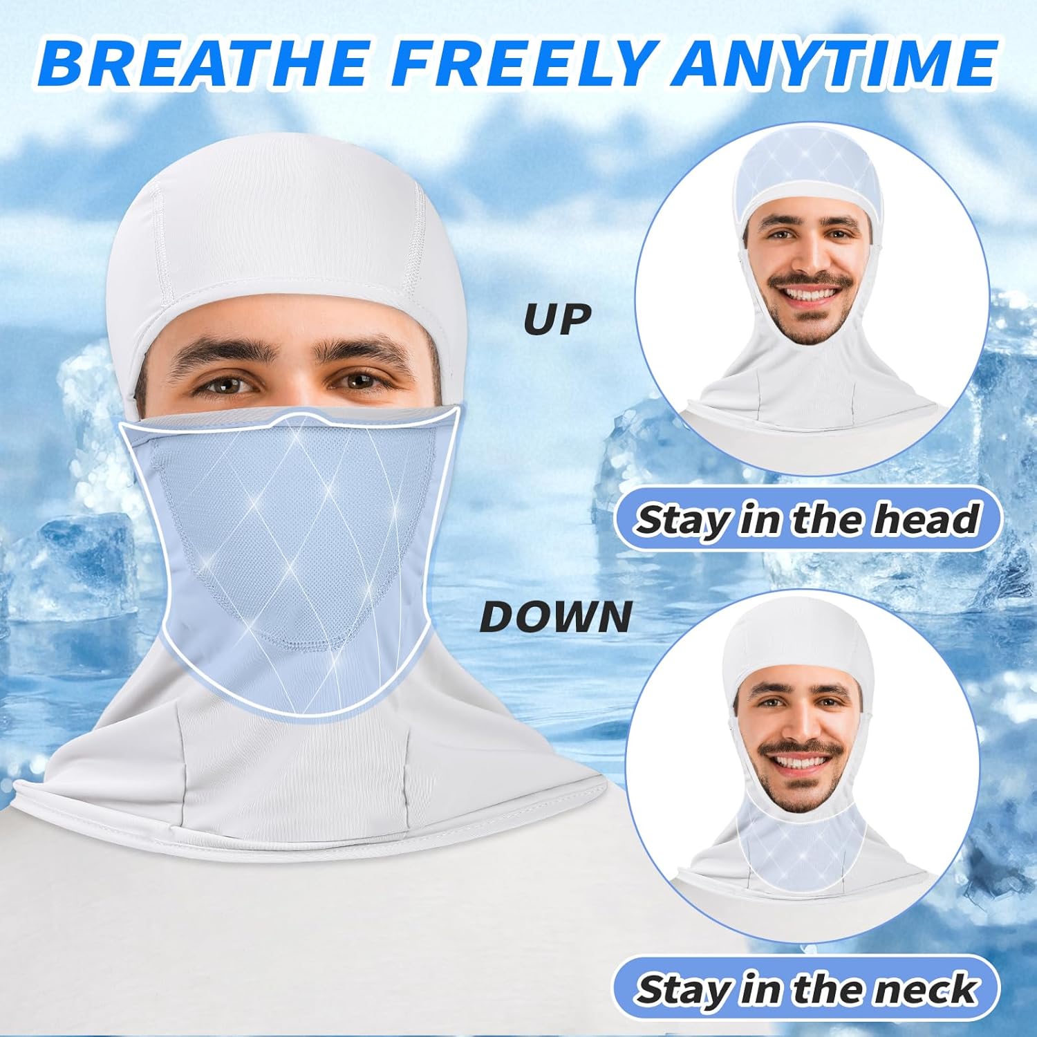 6 Packs Ski Mask Sun UV Protection Hood Breathable, Balaclava Face Mask for Men Women - Motorcycle Fish