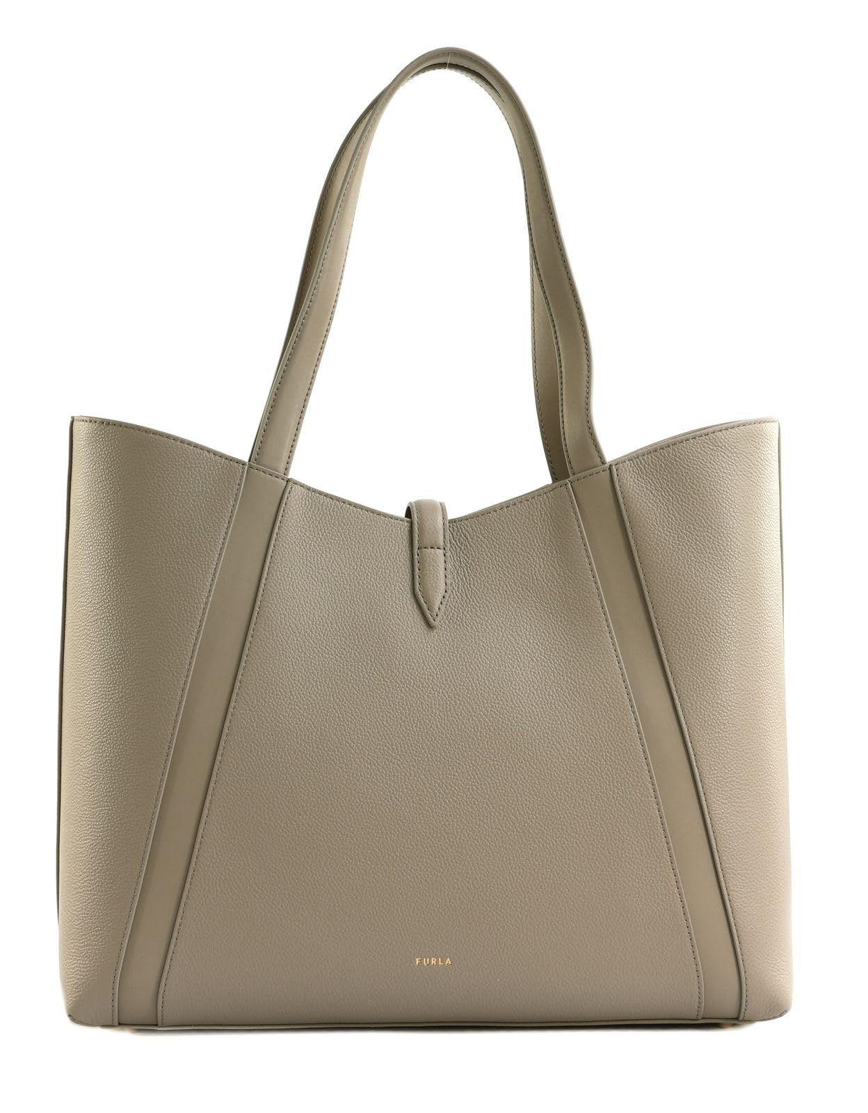 Furla Cuero bolso shopper Goccia Tote Bag Linen marrón topo