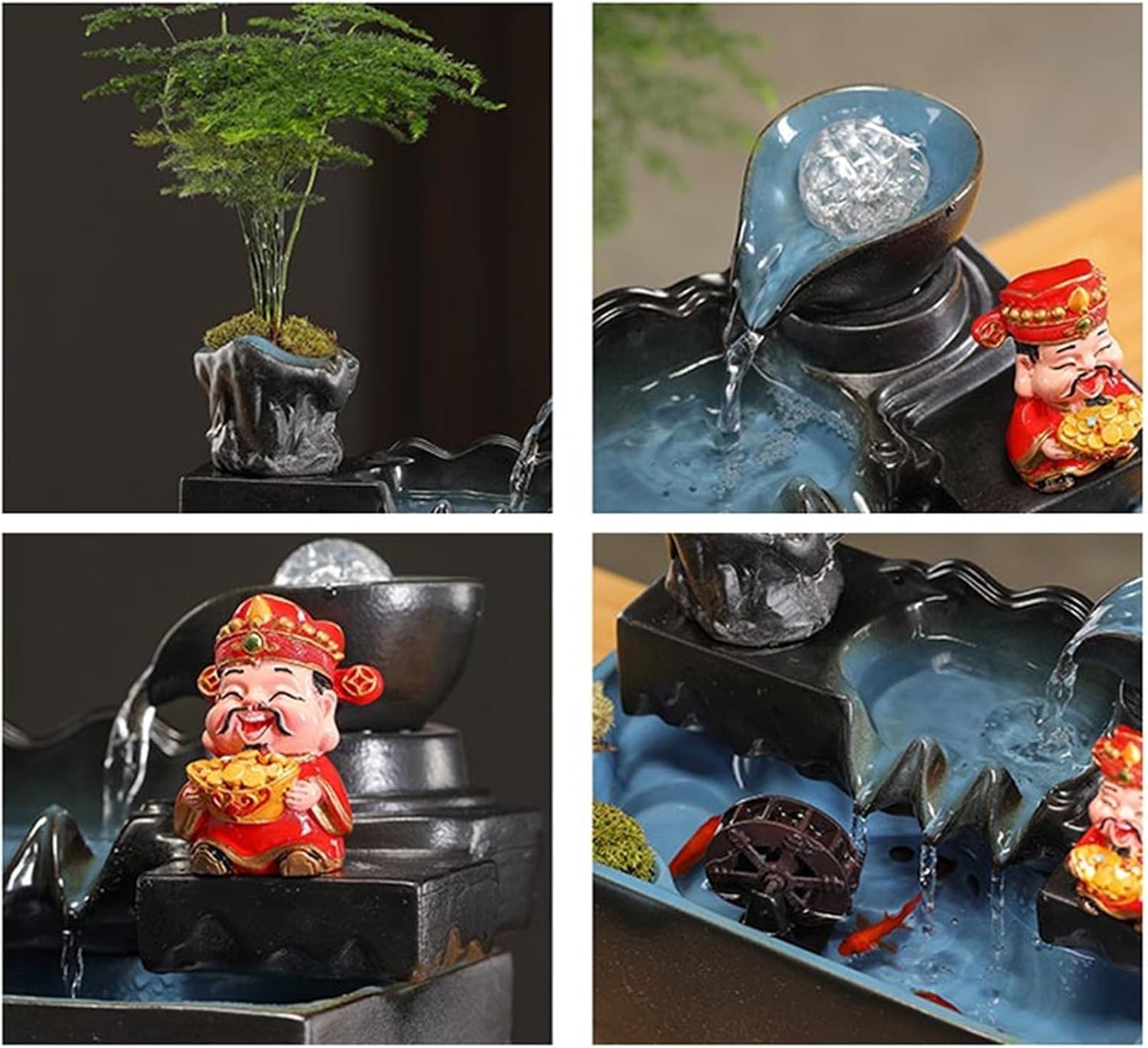 デスクトップ噴水 流水装飾品 循環水風水ホイール リビングルーム デスクトップ装飾 卓上の噴水