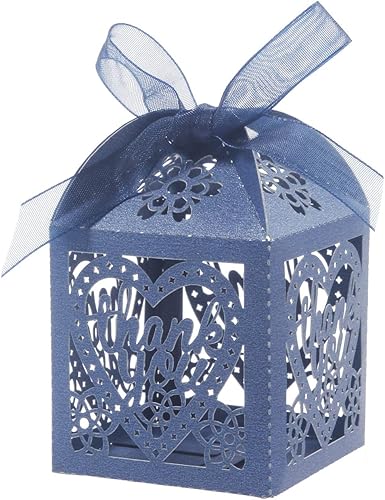 Miniatura 6 de COTOPHER Cajas cortadas con láser, 100 cajas de regalo de agradecimiento, cajas de regalo de boda, cajas de dulces de encaje para bodas, despedidas