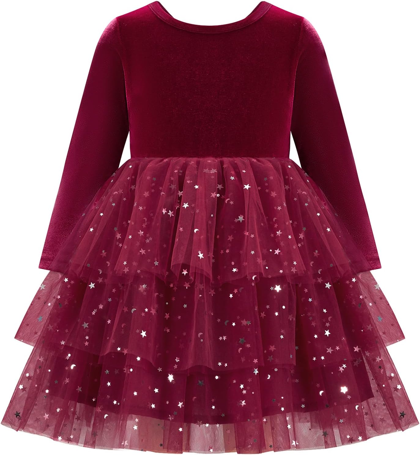 Toddler Girls Velvet Dress Fall Winter Clothes Long Sleeve Sequin Tulle Tutu Twirl Party Dresses for Baby Girls