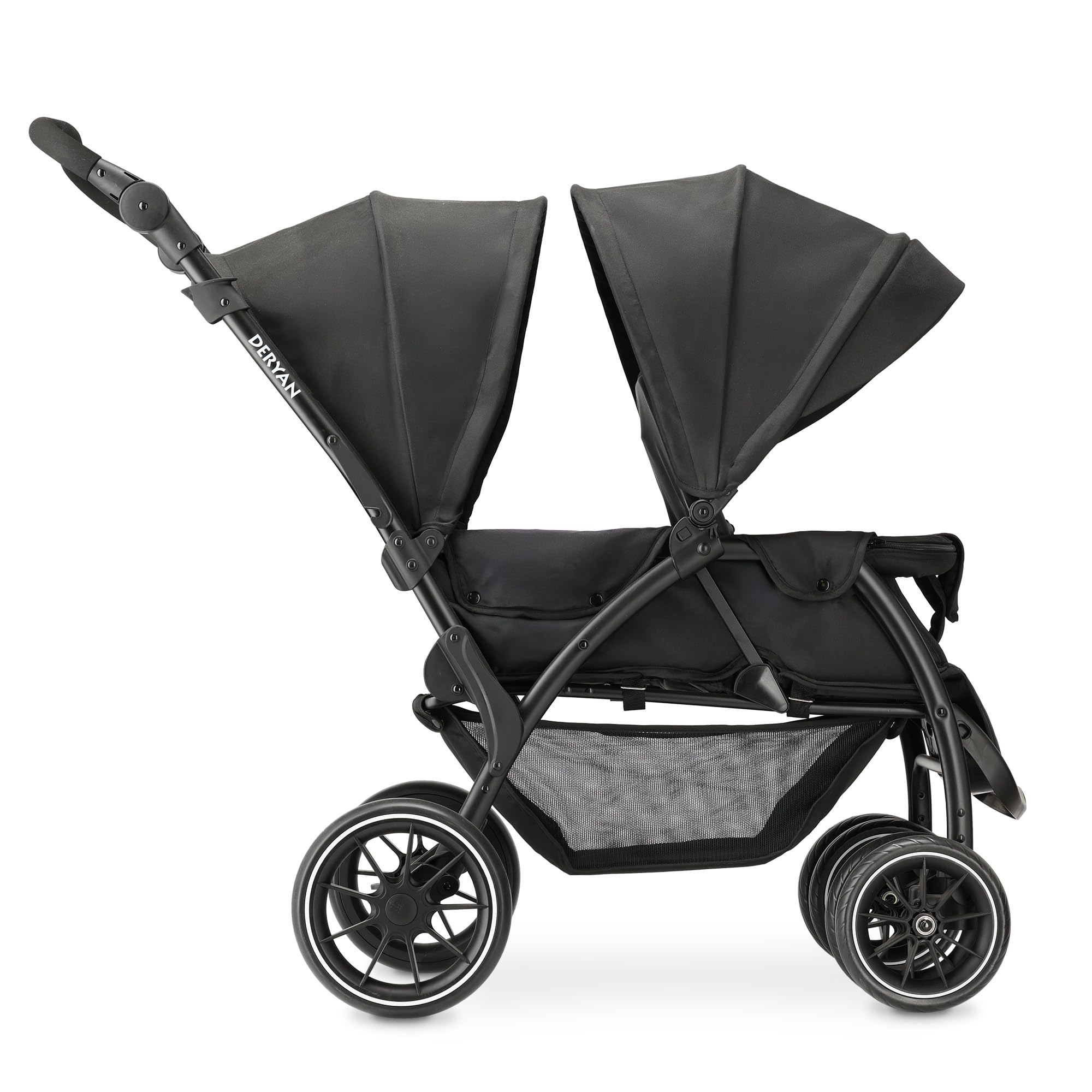 Deryan Elena Poussette Duo Tandem pour Enfants - Double Duett avec Harnais 5 points et Ajustable à 4 ans (Noir)