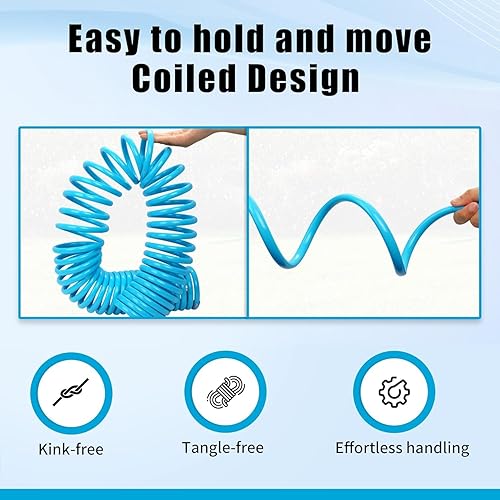 Miniatura 6 de AUTOMAN Manguera de jardín en espiral de 50 pies, manguera de agua rizada de EVA con conectores de latón, manguera de agua de jardín retráctil,