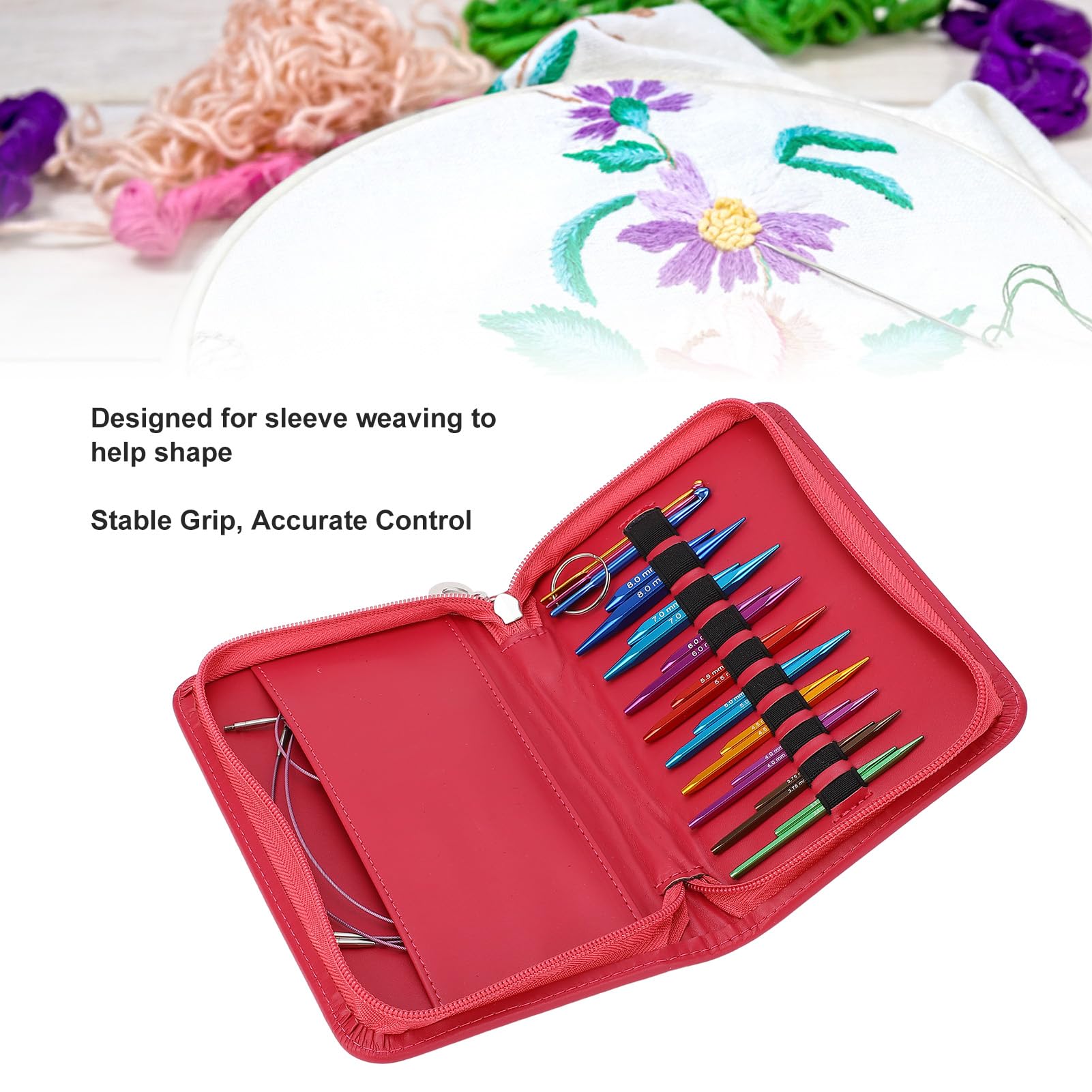 Set di ferri da maglia a cubo Aghi a manica quadrata in alluminio staccabili con bottoni Cavi Uncinetti per appassionati e professionisti della maglieria Materiale in alluminio