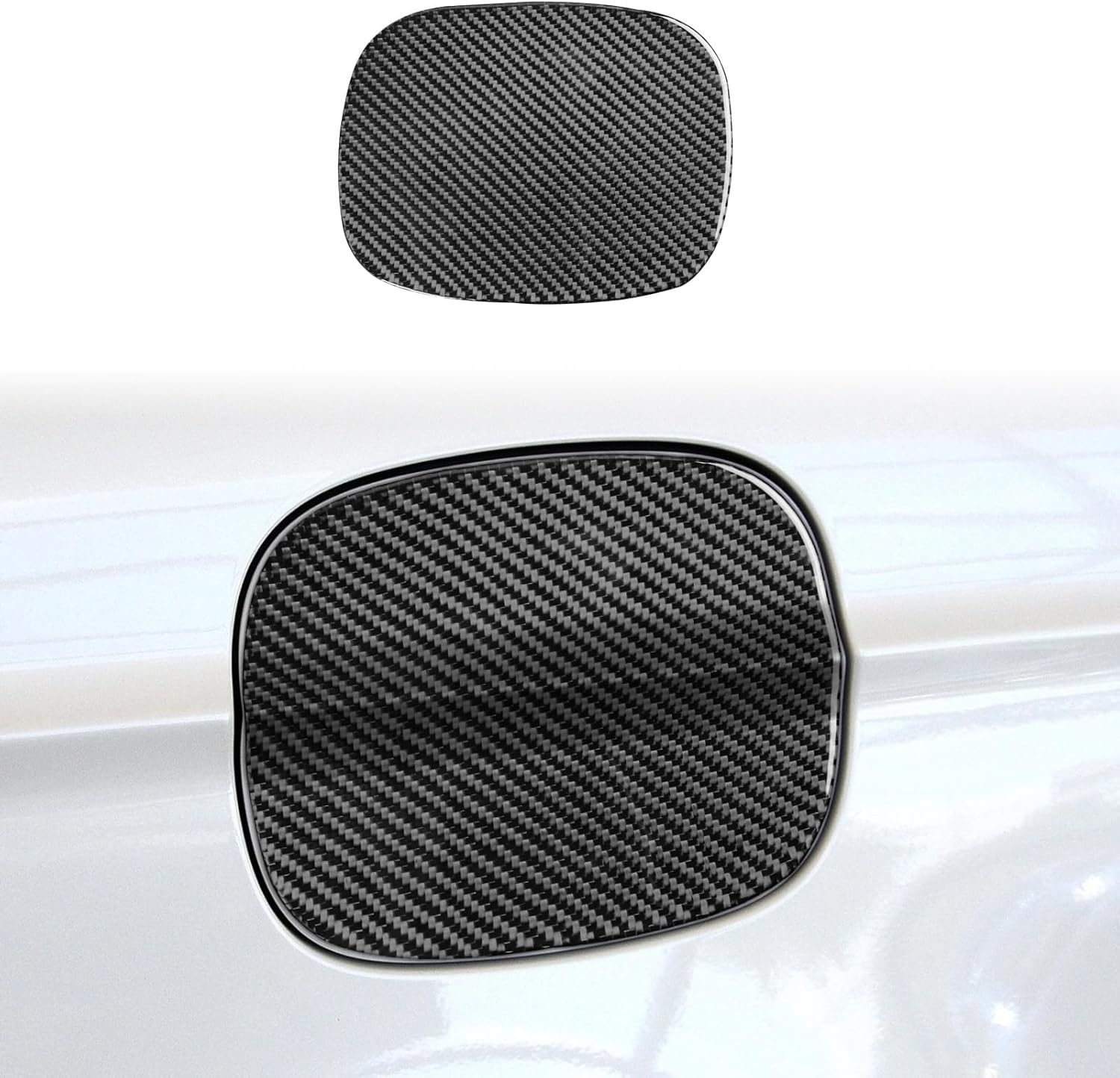 Carbon Fiber Car Oil Tank Cap Trim Compatible with Ford Fusion Mondeo 2013 2014 2015 2016 2017 2018 2019 2020 2021 Door Gas Cap Fuel Tank Cover Black