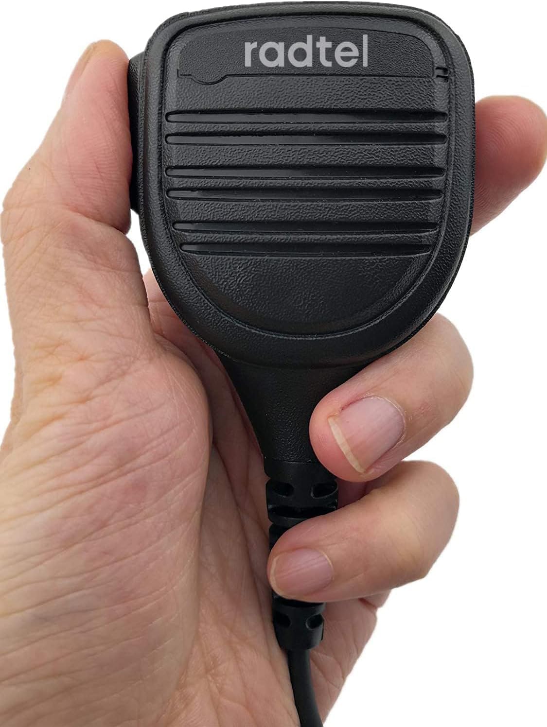 Hand holding Radtel Speaker Mic