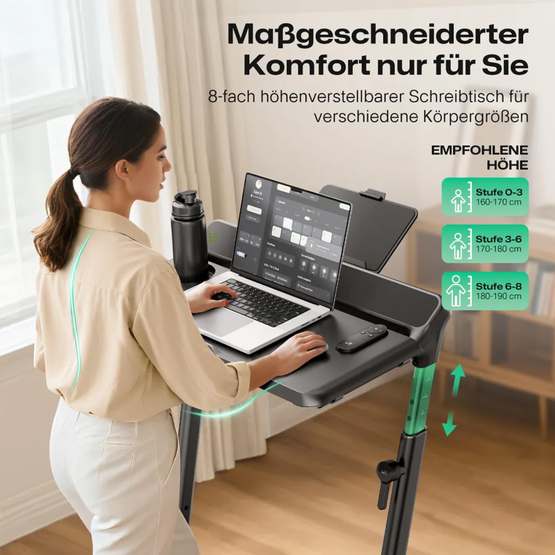 UREVO Smart Laufband mit Steigung Automatisch, Laufband Schreibtisch & Workstation, Flüsterleiser Dual-Brushless-Motor (10× Lebensdauer), 16" Laptop-Fit, 190% Mehr Kalorien, Knie-schonend