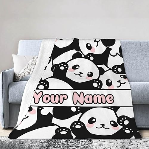 Miniatura 7 de Manta de panda personalizada con nombre para niños y niñas, diseño personalizado de lindo panda impreso para niños, regazo, silla, manta de regalo,