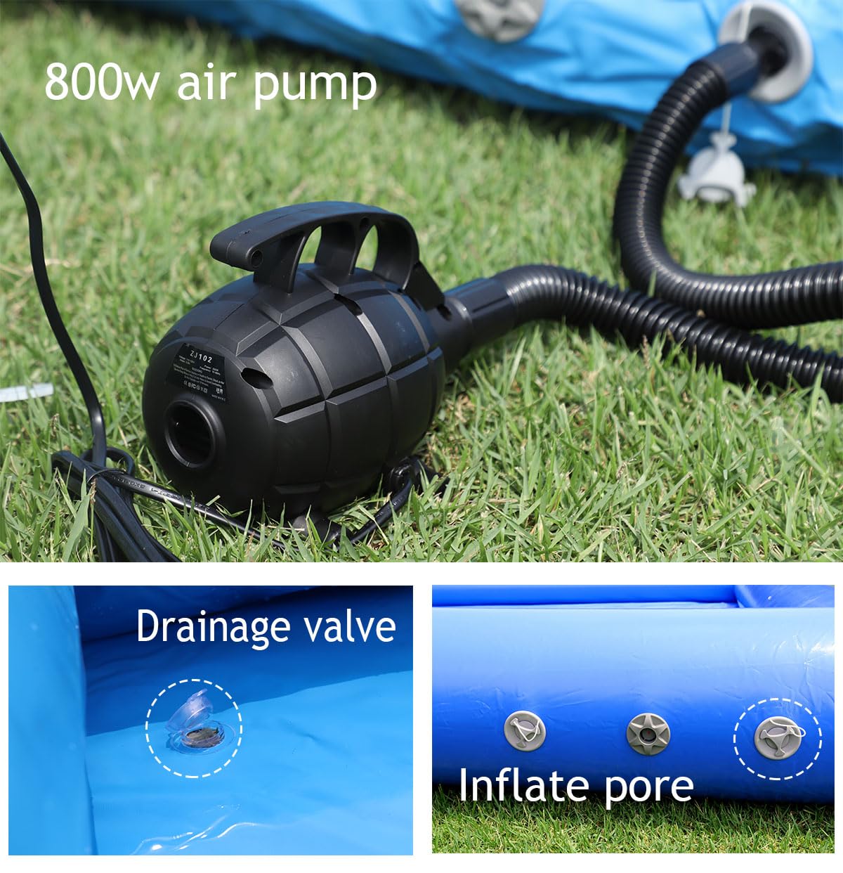 Campo da pallavolo all'aperto - Campo da piscina gonfiabile da 10,1 m con rete da beach volley, campo acquatico sport gioco - PVC di grado commerciale, pompa ad aria 800 W - 10,1 x 5,0 x 2,1 m