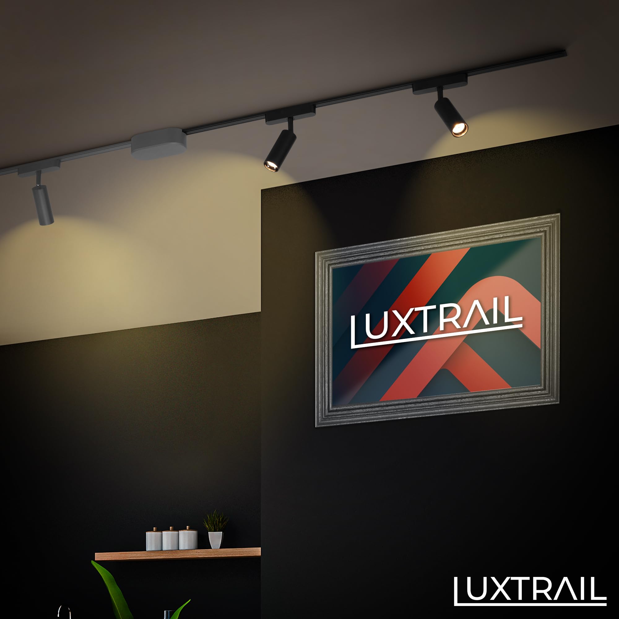 BRILONER - Sistema de carriles Luxtrail set de prolongación, 2x LED spots, extensible, orientable, lámparas, sistema de carriles techo, carril proyector, 1m, negro