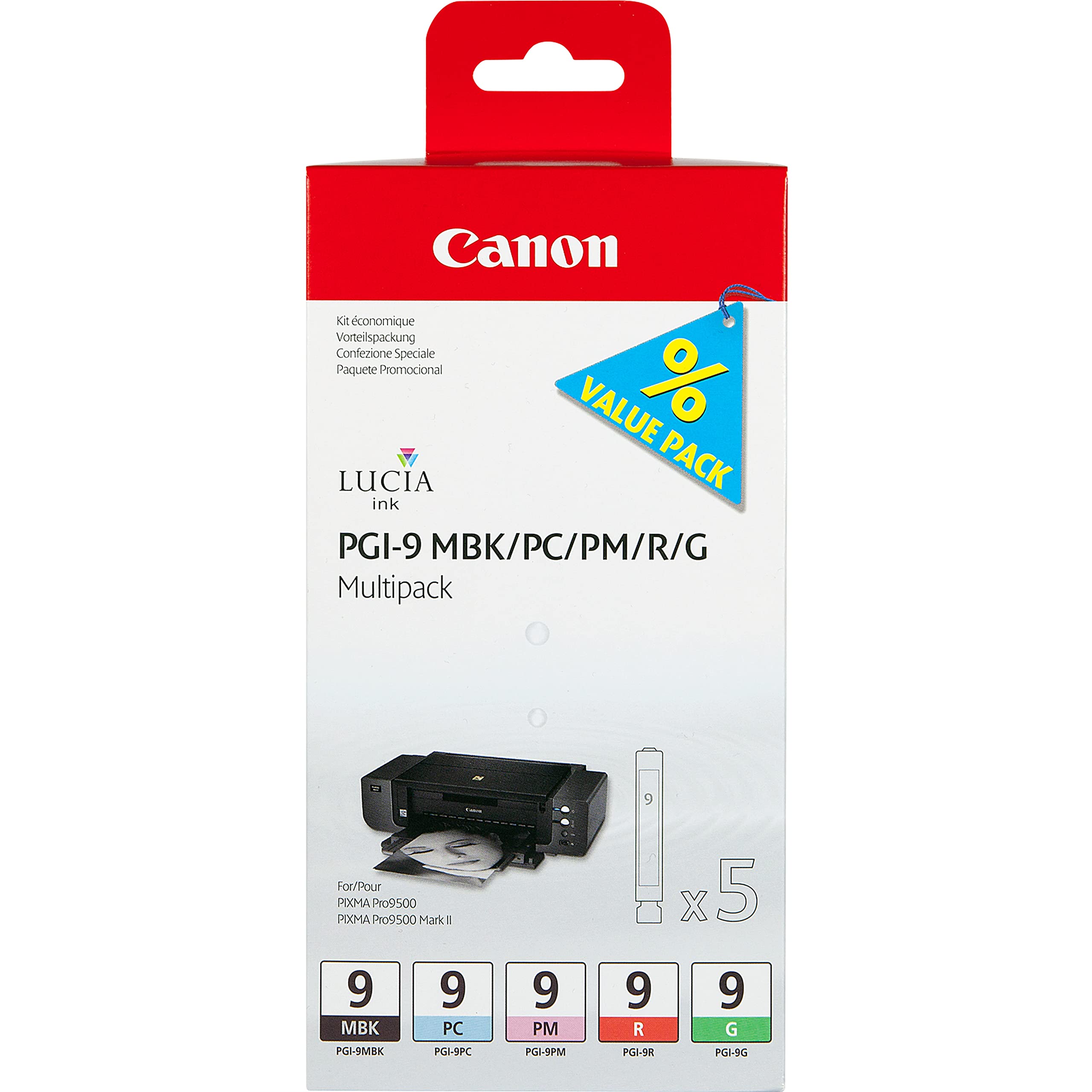Original Canon PGI-9 MBK/PC/PM/R/G Ink Cartridge Multipack (1033B013)