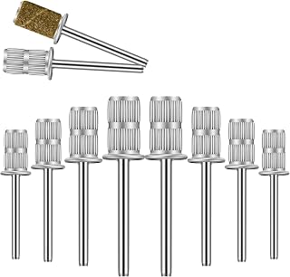 Electric Nail Drill Set for Electric File, 10 Pieces 3/32 Inch Replacement Heads Silver Color Easy-Off Mandrel Bit, Nail Files Bits for File, Sanders, Manicure Pedicures Tool