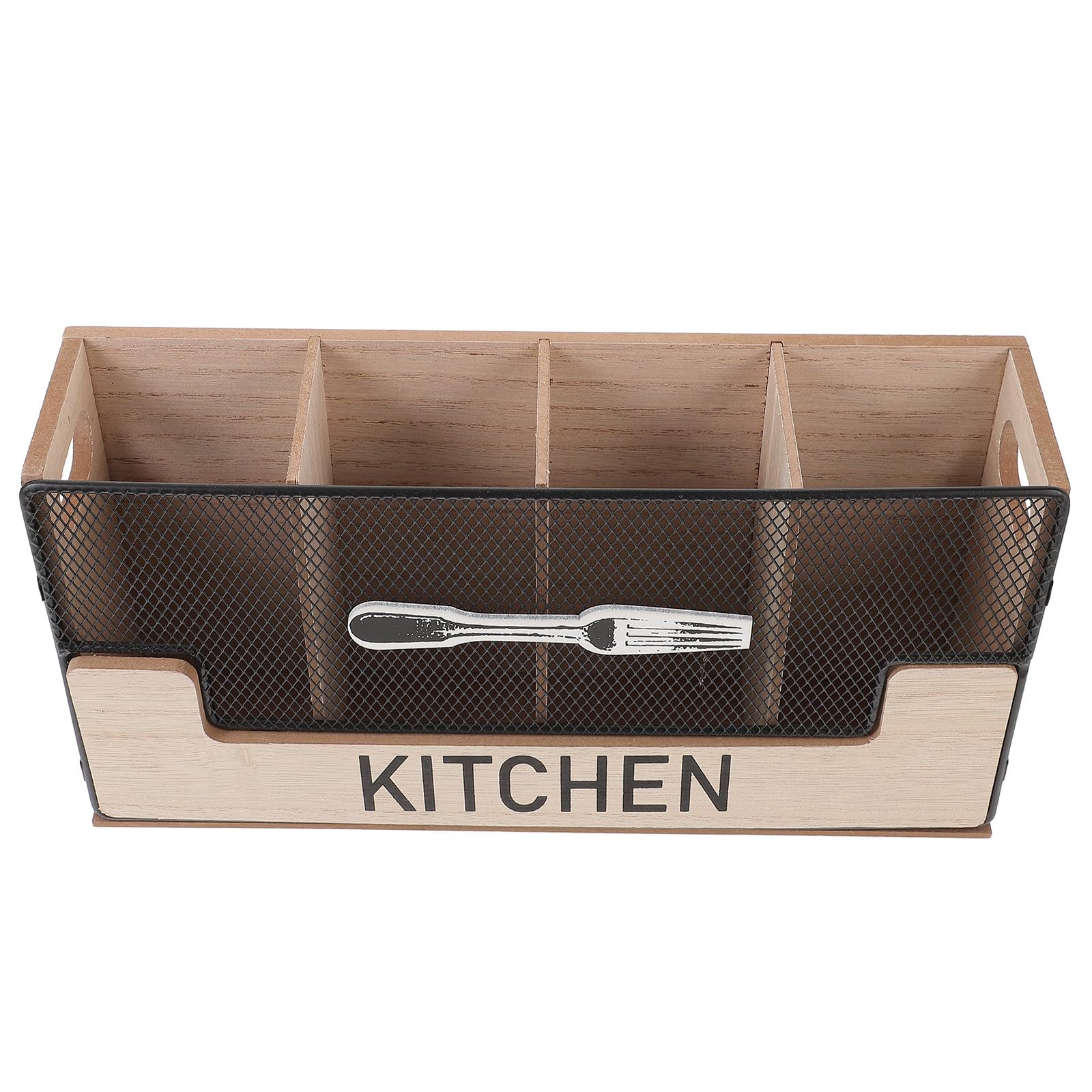 Caja de Cubiertos de Cocina para Utensilios Organizador Reutilizable y Resistente Compartimentos Múltiples de Madera en Encimeras Grandes