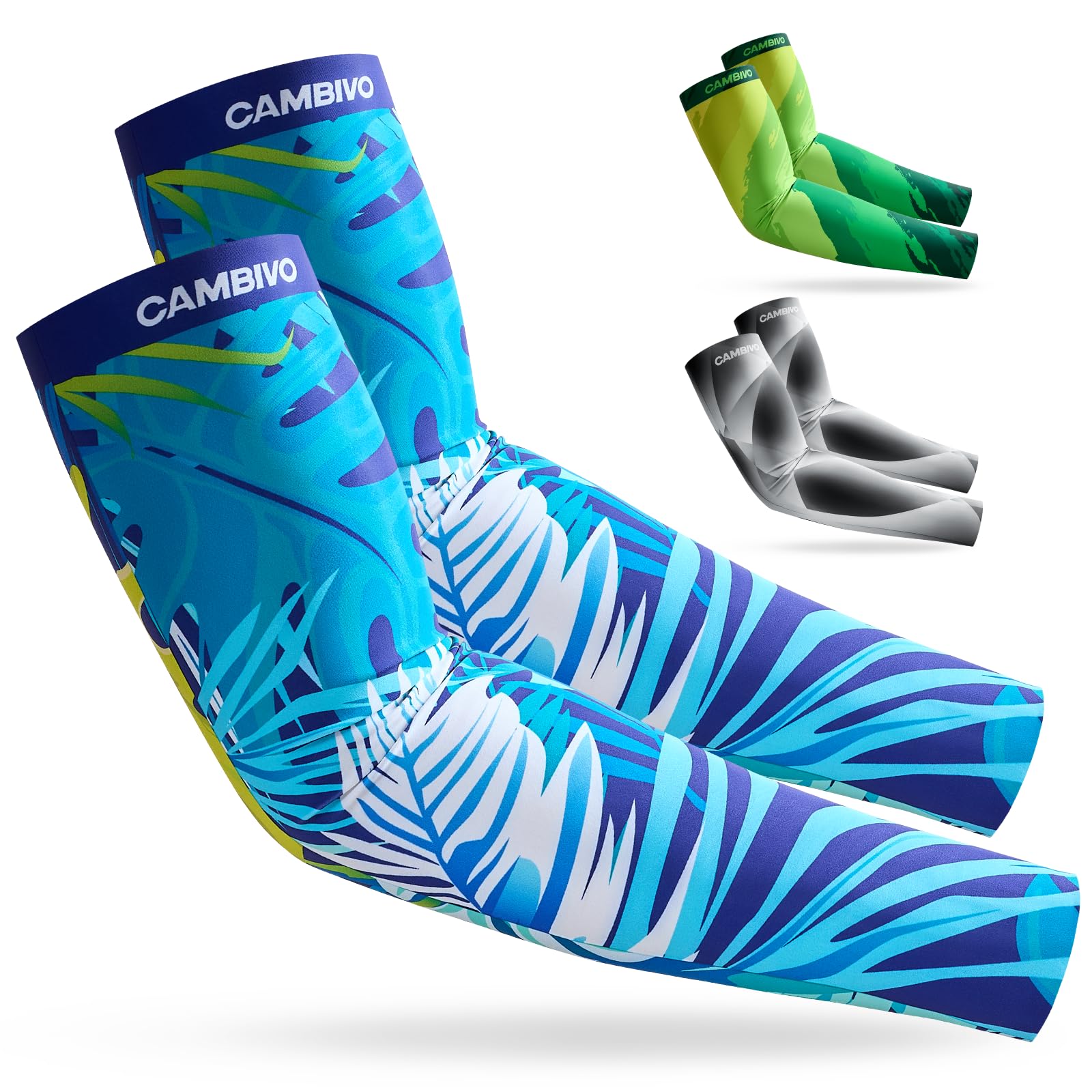 CAMBIVO Mangas para Brazos Protección UV UPF50+, Manguitos sin Costuras Elásticos para Running Ciclismo Padel