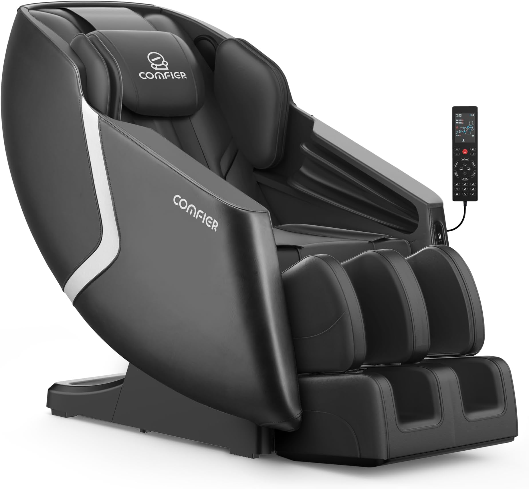 COMFIER Full Body Massage Chair,Massage Recliner Chair, Zero Gravity,Shiatsu Deep Kneading, 6 Auto Program,Air Compression,Heat,Bluetooth Speaker,Rolling,Chair Massager, Black