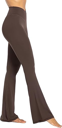 Vista 4 de Sunzel - Leggings acampanados, pantalones de yoga cruzados con control de abdomen, cintura alta y piernas anchas