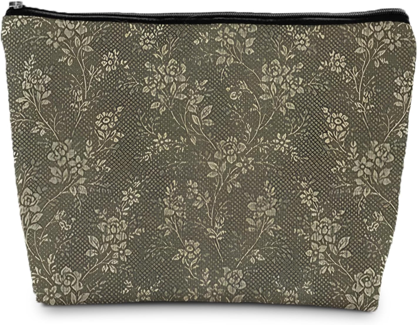Floral Flower Makeup Bag, Cosmetic Bag for Women, Small Makeup Bag for Purse, White