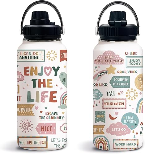 Inspiration - Regalo de agradecimiento para mujeres, su amiga, botella de agua deportiva motivacional con tapa de 32 onzas, regalos positivos de